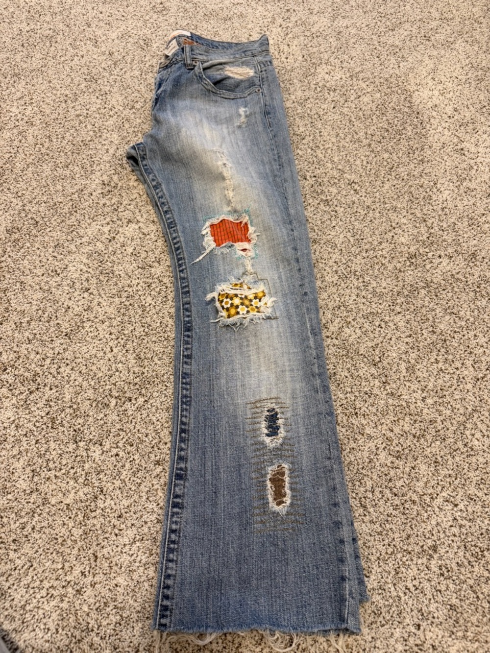Z Cavaricci Women’s Vintage Patchwork Distressed Jeans Size 11 Y2K Boho Flare - Picture 4 of 11